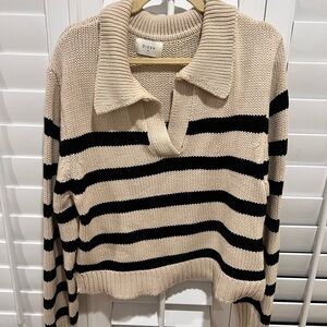 Dissh Cable Knit Striped Sweater